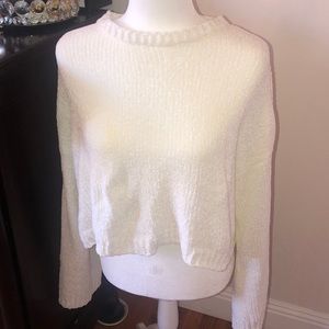 White chenille pullover sweater
